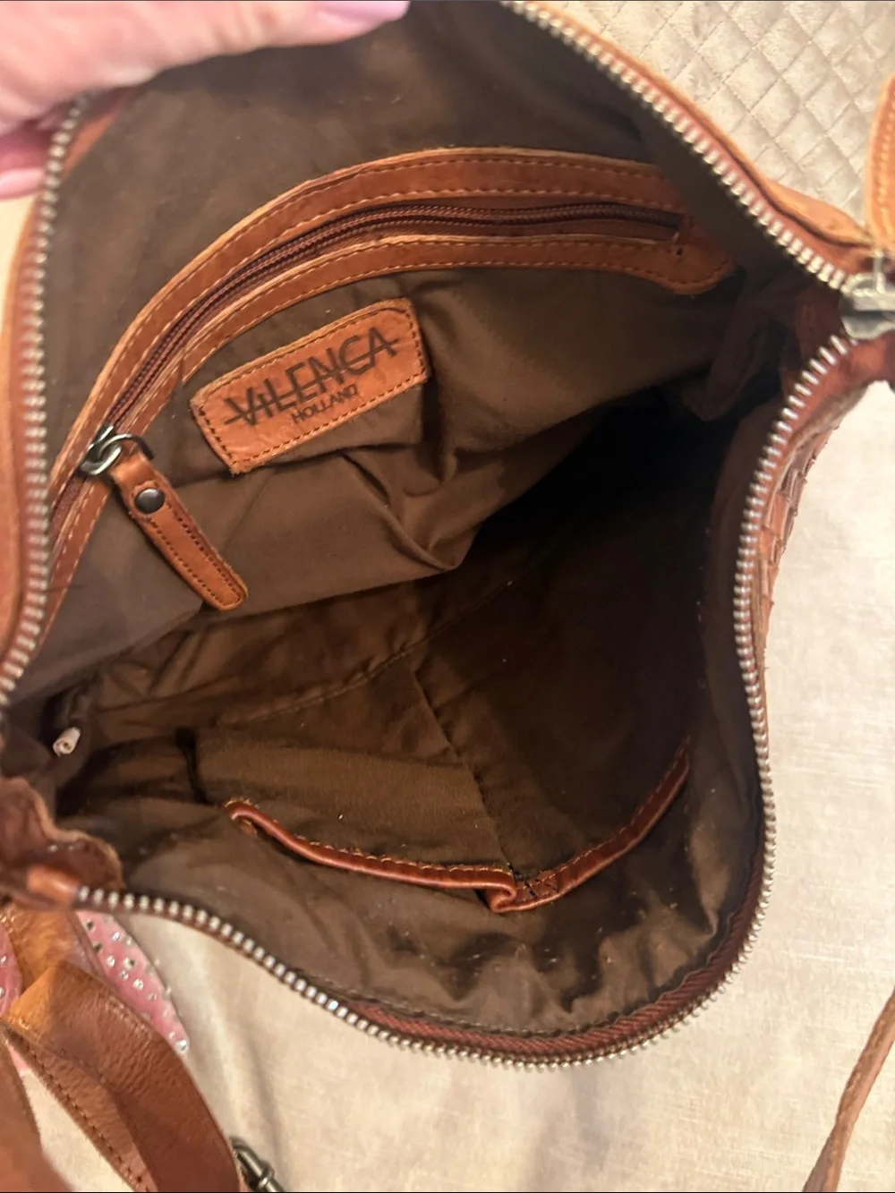 Woven Leather Shoulder Bag in Brown